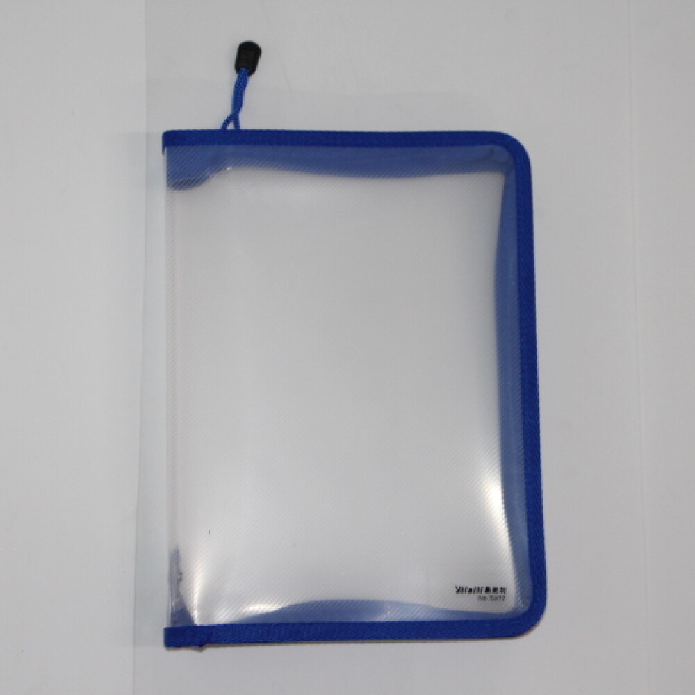 SOBRE YIL CON CIERRE DE COLOR B5 5977 TAPA TRANSPARENTE COLOR AZUL