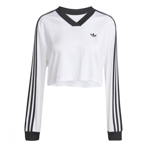 Remera Jacquard Manga Larga Top de Mujer Blanco