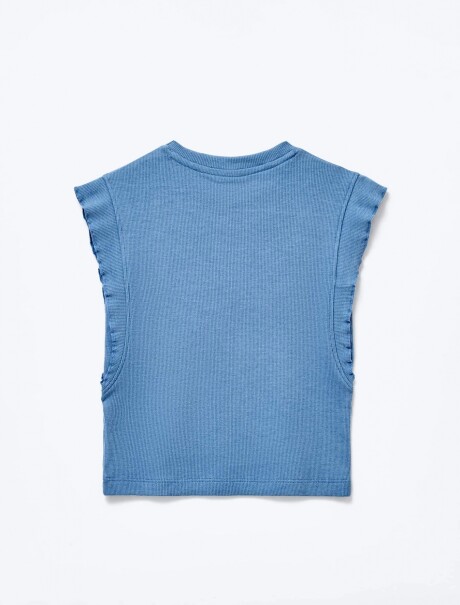BLUSA INFANTIL SIN MANGAS CELESTE