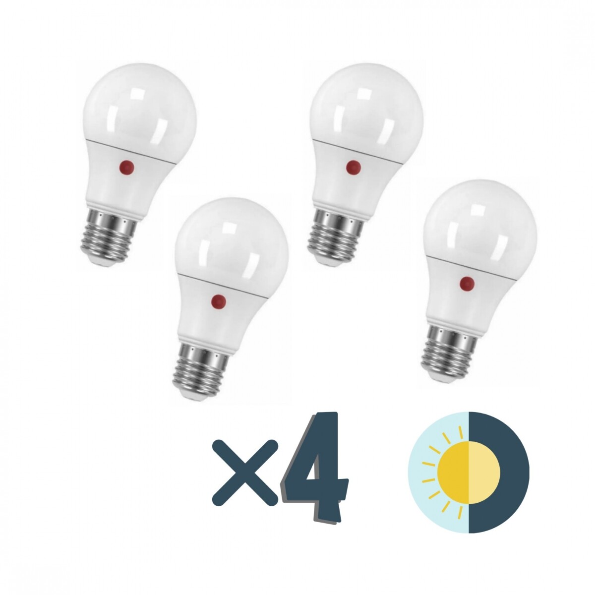 Pack x4 pcs - Lámpara led con Fotocélula 9W E27 - Luz Fría 