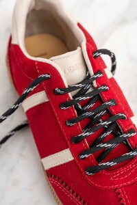 Zapatilla Gamuza Cuero Rojo