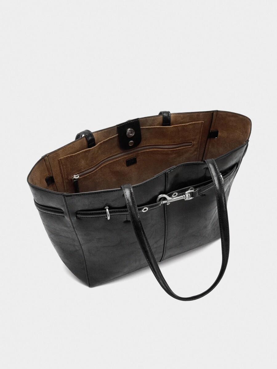Bolso Shopper Cinturón Con Mosquetón negro