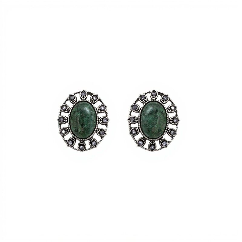 Caravanas pendientes Vintage - Plata 925 - Peridoto y marquesita -CA3930 conpiedra