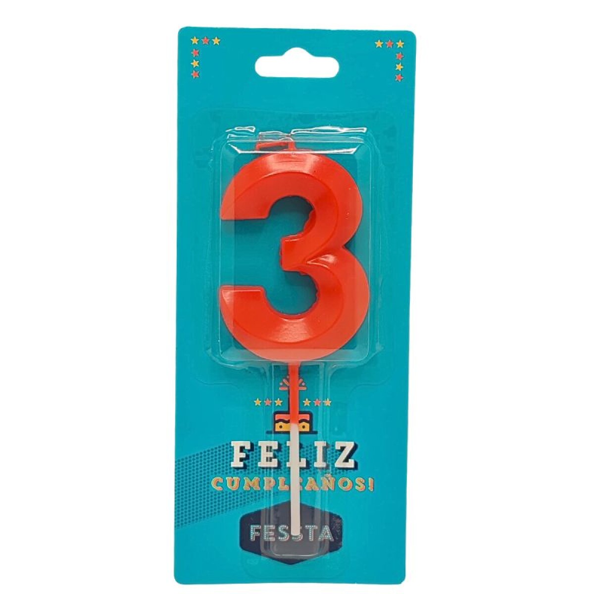 Vela Número 3D Grande Roja - TRES 