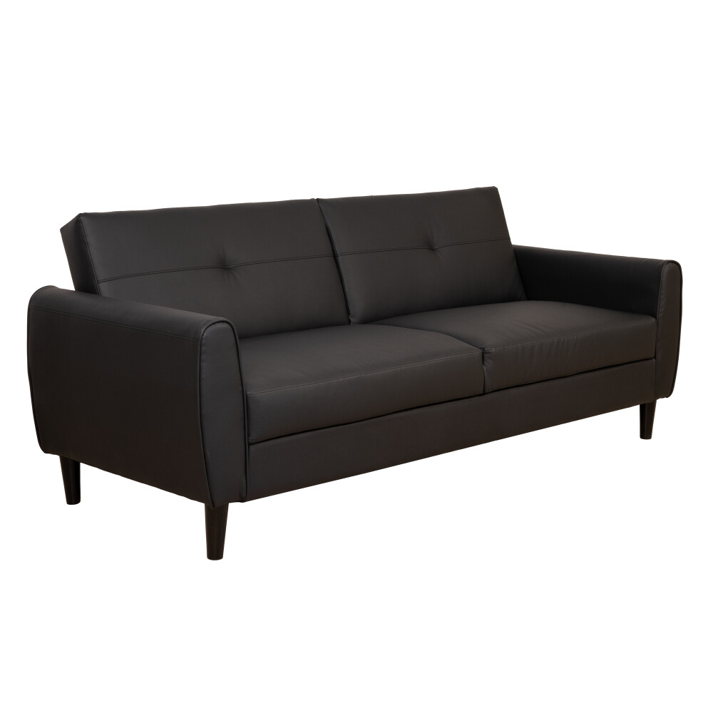 SOFÁ CAMA 2 CUERPOS PU-Y-MADERA NEGRO BOROCAY
