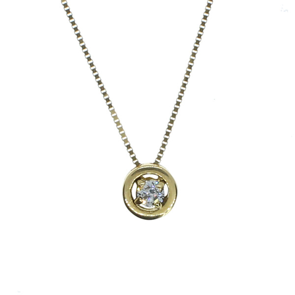 Colgante de oro 18k con brillante en cuatro puntas y virola Colgante de oro 18k con brillante en cuatro puntas y virola