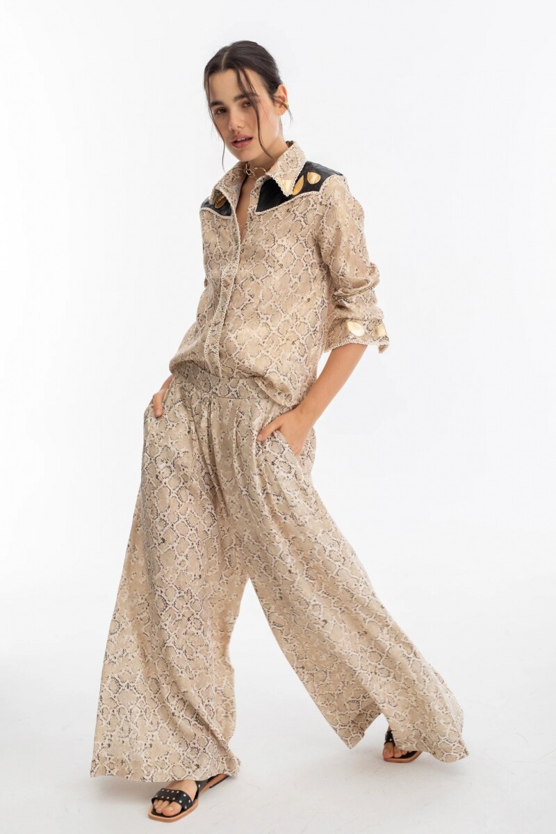 PANTALON DE LINO METALIZADO CU Serpiente