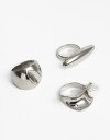 Sets Anillos Perlas Set De Anillos Metal Y Perla - Plateado Rodio