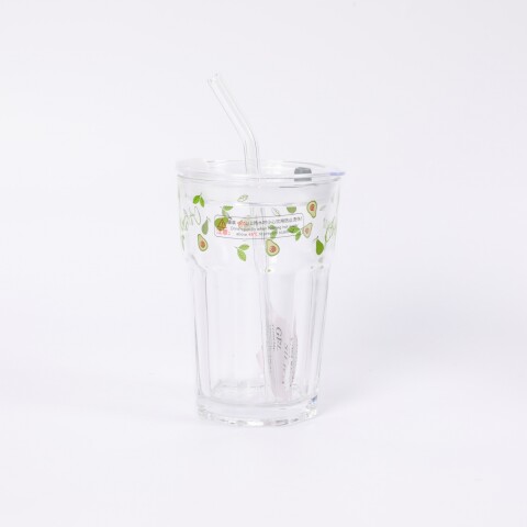 VASO DE VIDRIO OCTOGONAL COLECCIÓN PALTA CON SORBETE – 430 ML VASO DE VIDRIO OCTOGONAL COLECCIÓN PALTA CON SORBETE – 430 ML