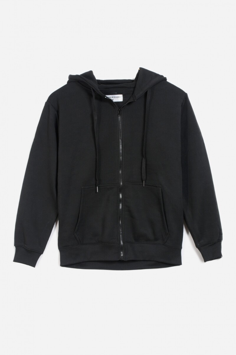 Campera con capucha y bolsillo - Negro 