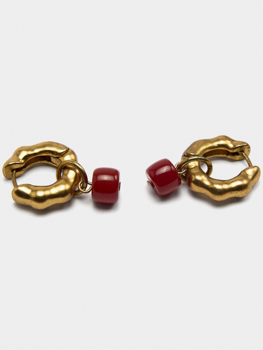 Aros Pequeños Con Piedra burdeos