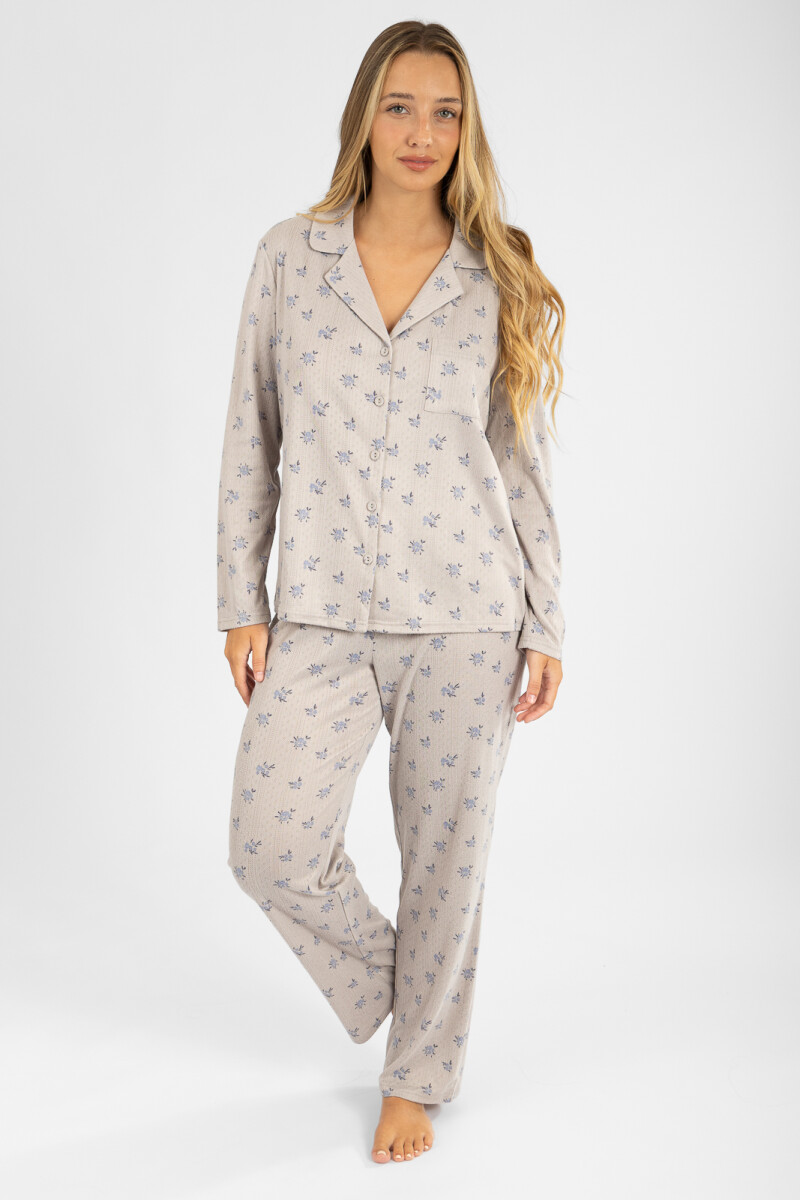 Pijama amerciano desagujado liberty Gris