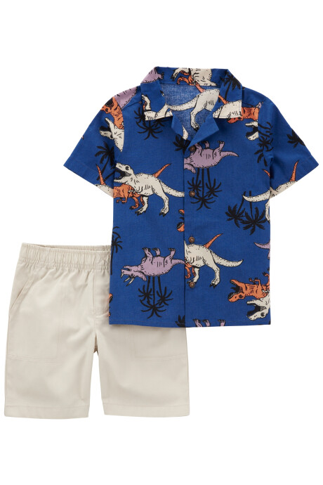 Set dos piezas, short de lona y camisa de algodón diseño dinos Sin color