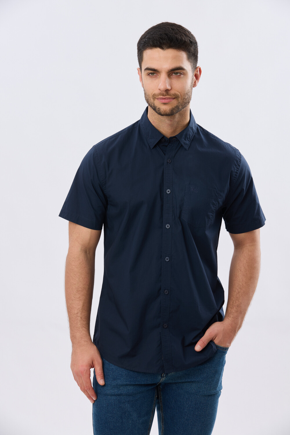 CAMISA LISA DE ALGODÓN Azul