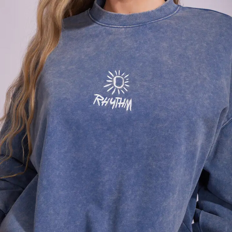 Buzo Rhythm Salt Wash Crew Neck Fleece - Azul Buzo Rhythm Salt Wash Crew Neck Fleece - Azul