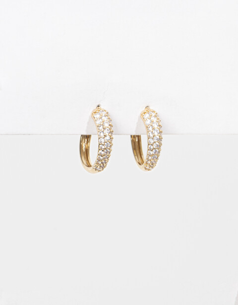 Aros Argollas Strass Aros Argolla Con Cubic Zirconia - Dorado