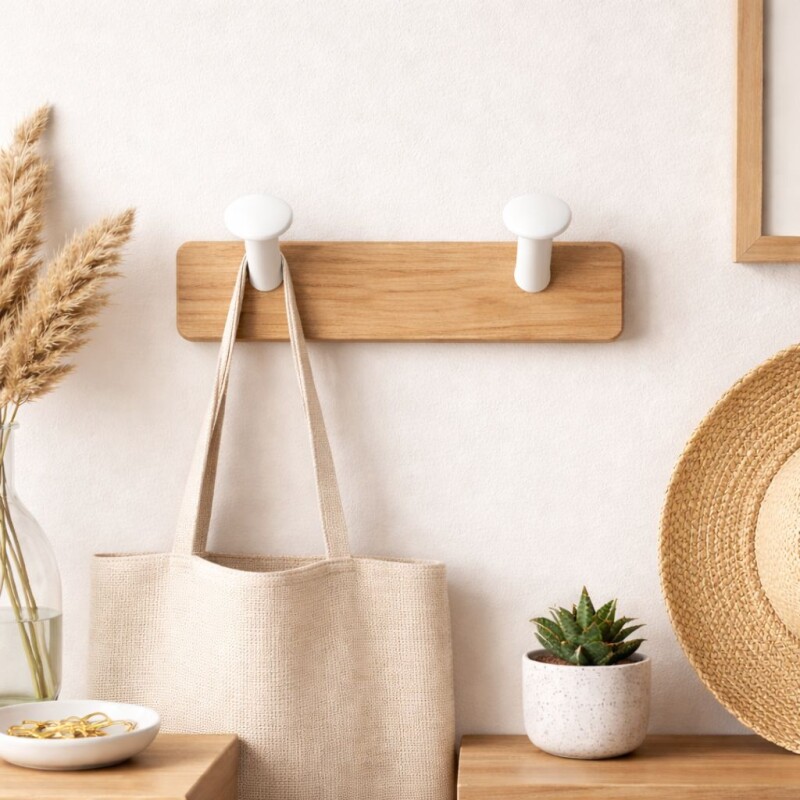 Perchero de Pared Mdf 2 Ganchos Blanco