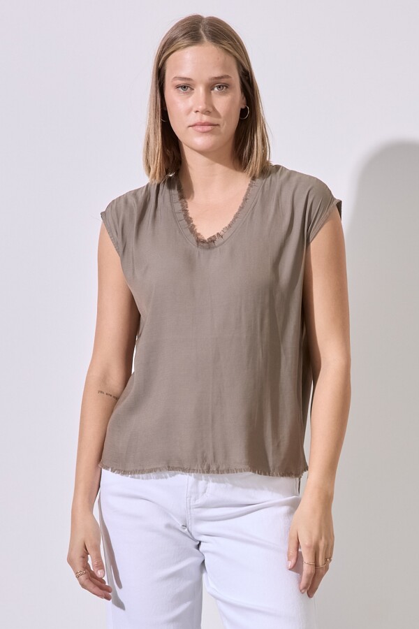 Blusa Saten Flecos KHAKI