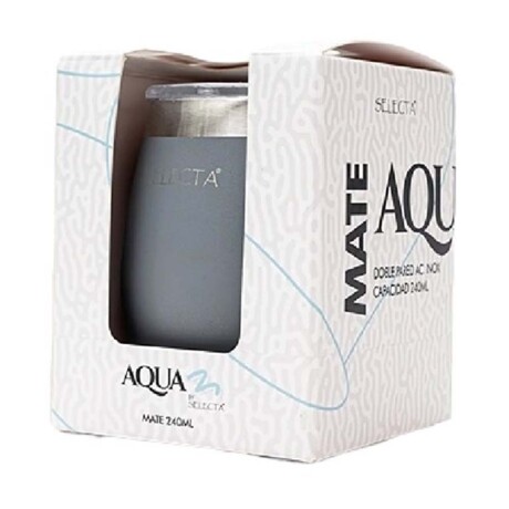Kit Aqua de Termo 750Ml y Mate c/Tapa Acero Inox Doble Pared Gris