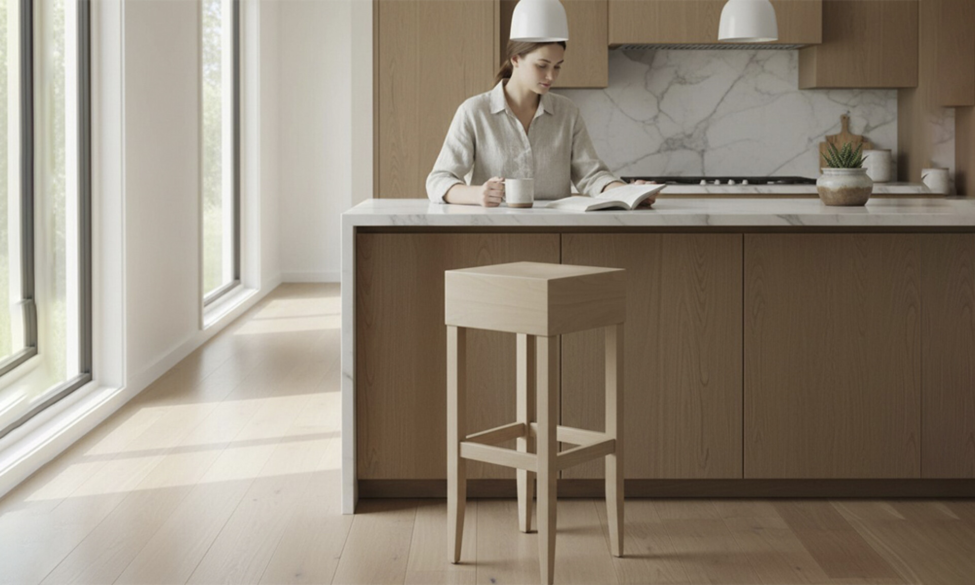 Taburete De Madera Natural C 0917 Natura 