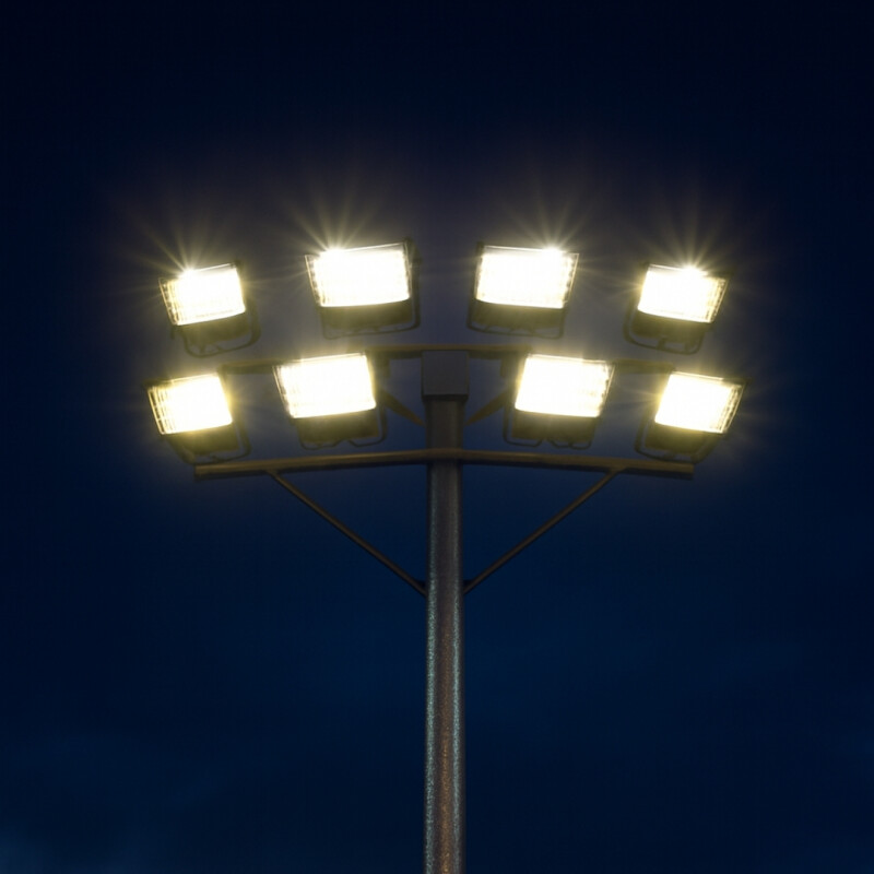 COLUMNA DEPORTIVA CON RACK PARA 8 PROYECTORES Columna Deportiva con Rack para 8 Focos 25mt