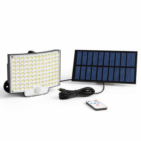 Foco Led Reflector Solar Recargable 20w Sensor Control Variante Fría