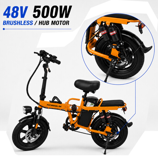Bicicleta Eléctrica Sg04 Pl 16" 500w 100kg 35kmh NARANJA