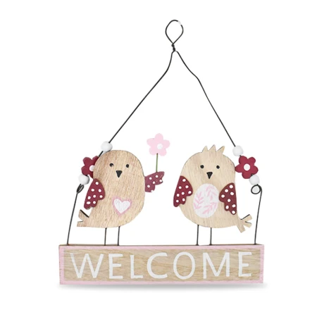 ADORNO PUERTA WELCOME MADERA CON AVES 18X21CM 27165 ADORNO PUERTA WELCOME MADERA CON AVES 18X21CM 27165