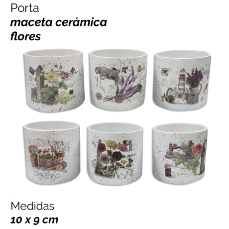Porta Maceta De Ceramica Flores Unica