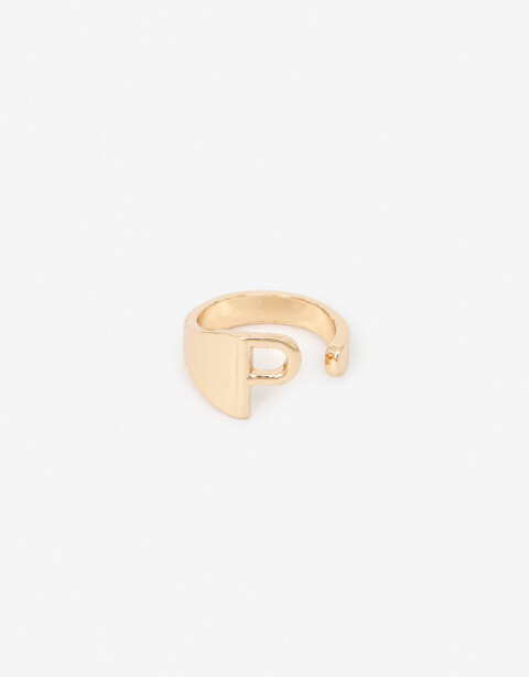 Anillos Medianos y Grandes Metal Anillo Metal Inicial "p" - Dorado