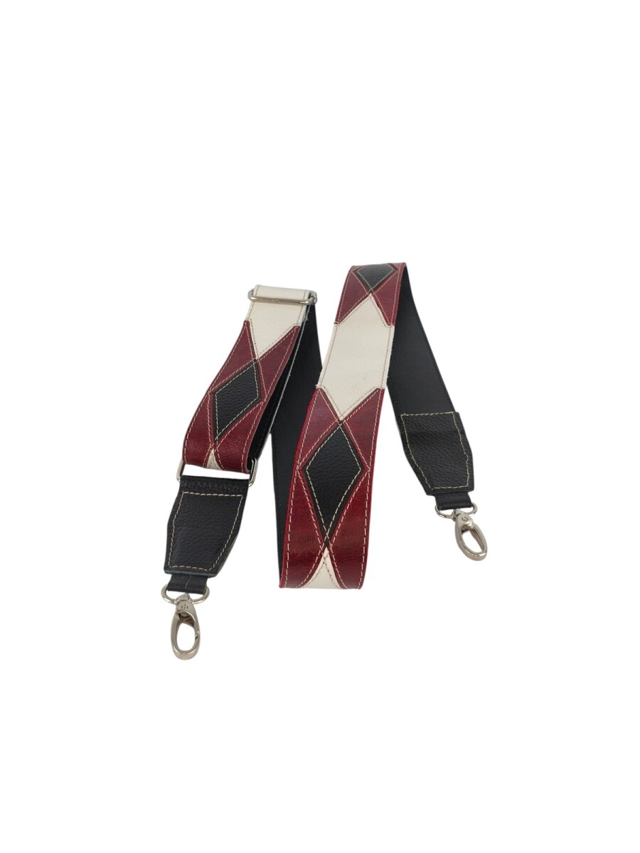 Correa de Cuero con Diseño Patchwork - bordo 