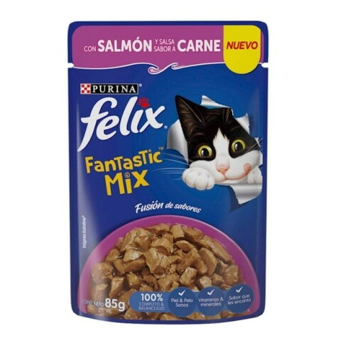 FELIX FANTASTIC CON SALMÓN EN SALSA DE CARNE 85 GRS