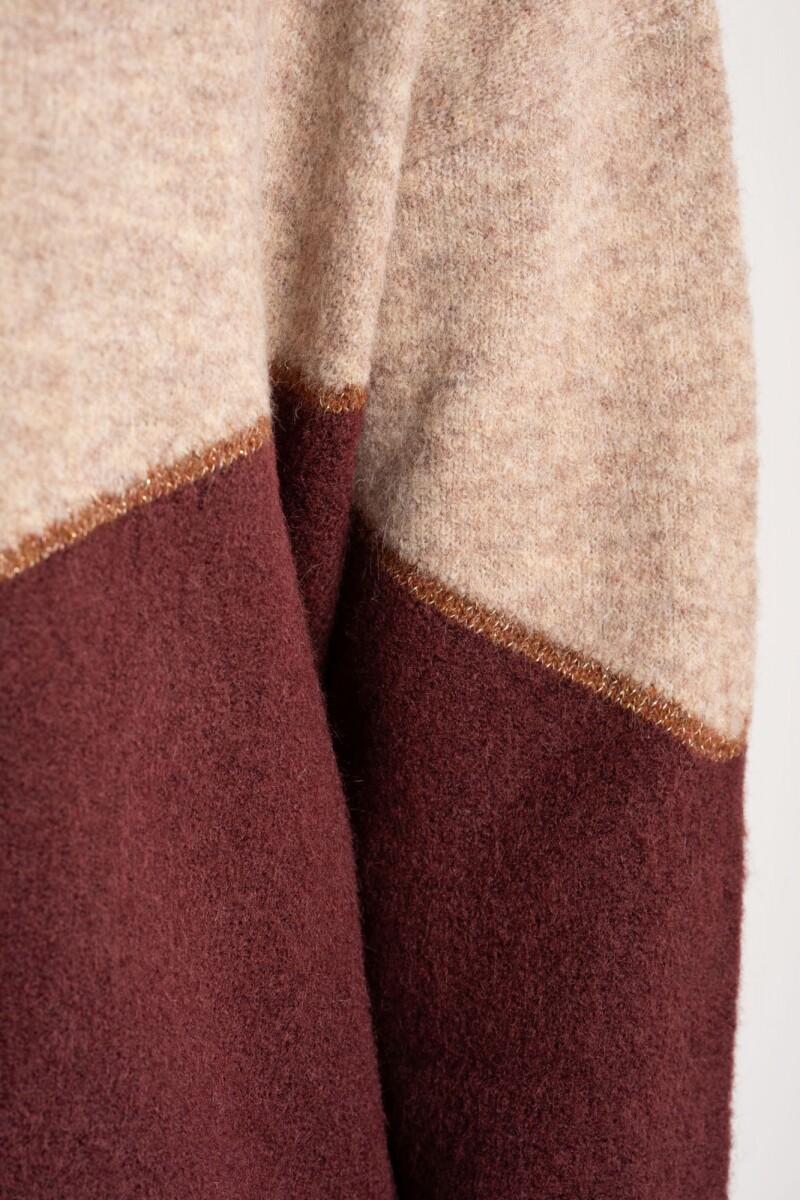 Sweater Intarsia Color Block Burdeos