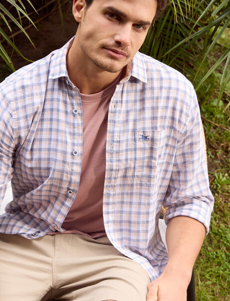 CAMISA CUADROS DE LINO Rosa