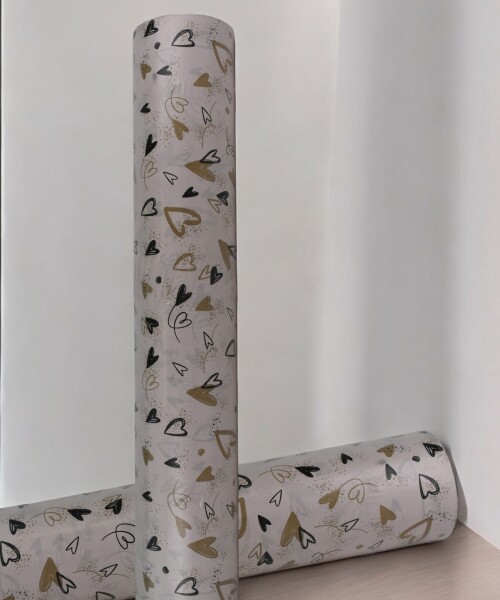 Papel Regalo Bobina 60cm x 100mts GOLD HEARTS