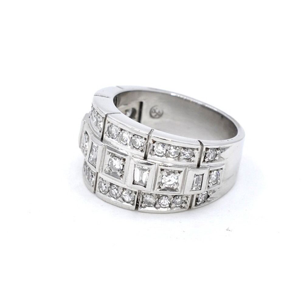 Anillo Platino Y Brillantes Redondos Y Baguette Anillo Platino Y Brillantes Redondos Y Baguette