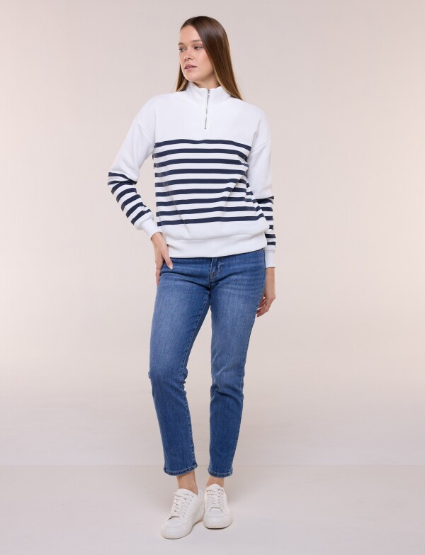 Buzo Zip Marinero BLANCO/AZUL