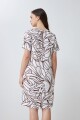 Vestido de lino con estampa abstracta chocolate