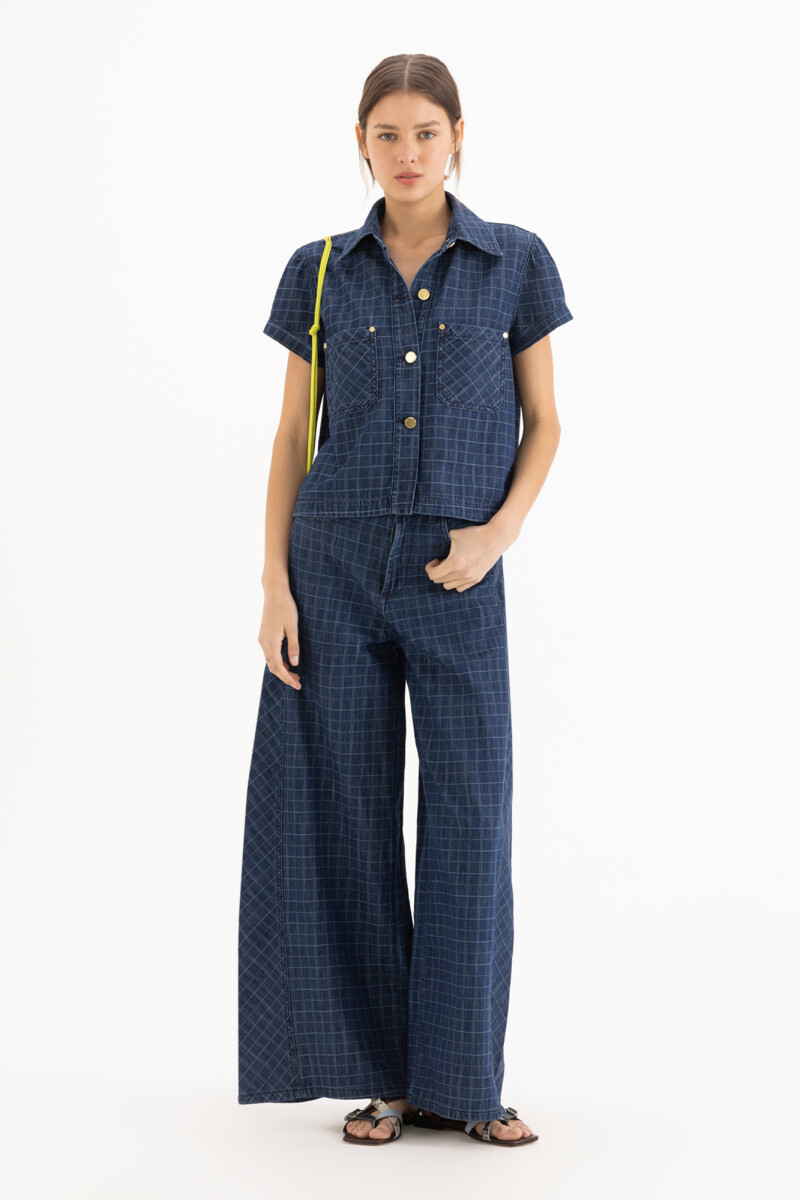 JEANS CHECKS Azul