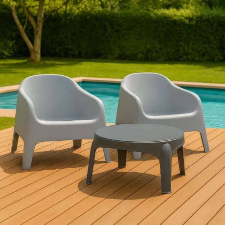 Set x2 Sillones Skarpo + Mesa GRIS CLARO