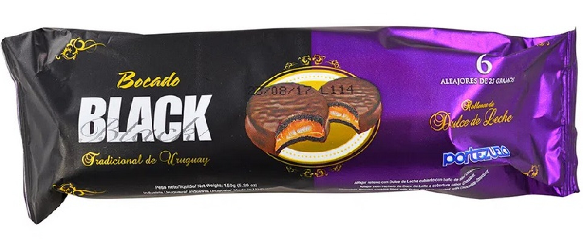 ALFAJOR BOCADO BLACK TUBO X6 DULCE LECHE PORTEZUELO 