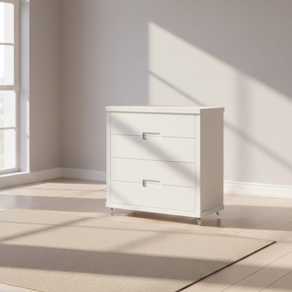 COMODA CAJONERA 4 CAJONES MDF BLANCO TUTTO