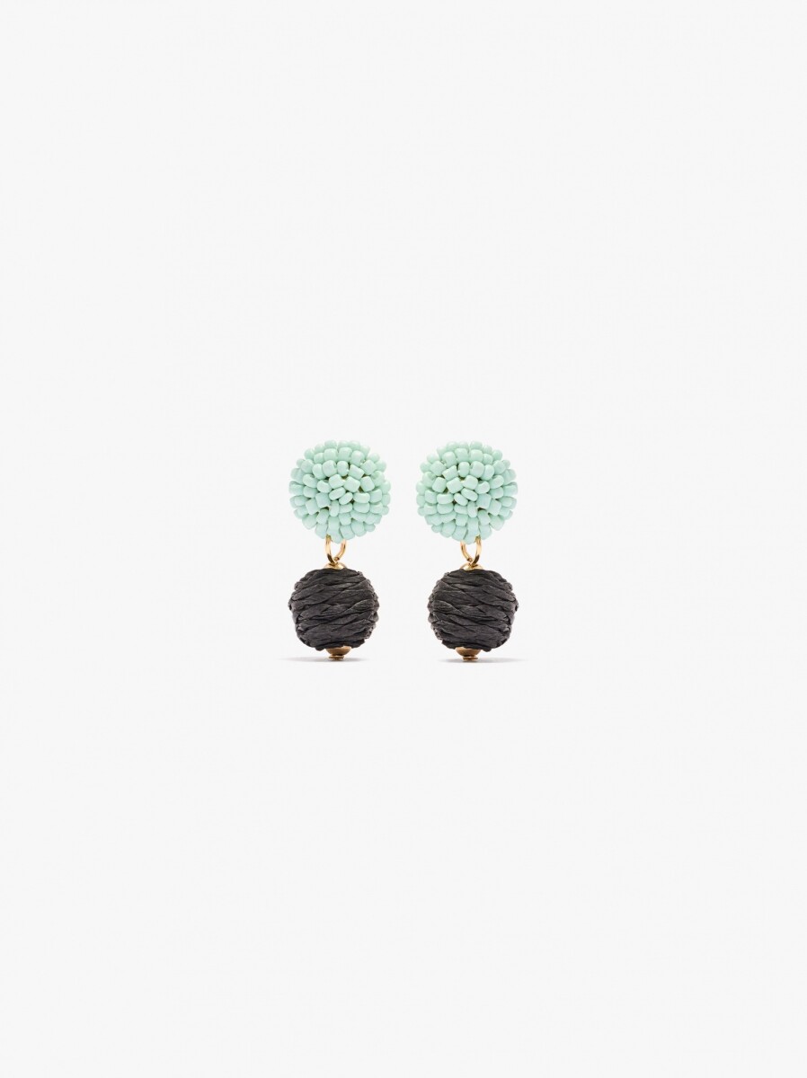 Pendientes Con Esferas Efecto Rafia - multicolor 