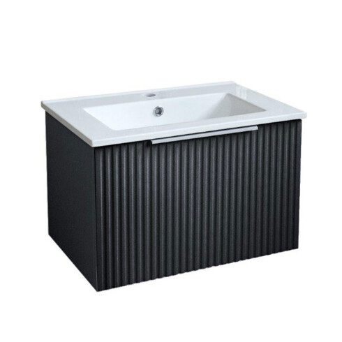 MUEBLE BAÑO VANITORY C/ BACHA MDF NEGRO MATE 61X39.5CM 000