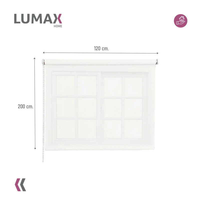 Cortina Roller Rústica Lumax 1.2x2.0m Para Ventana Enrollable Fácil instalación Blanco