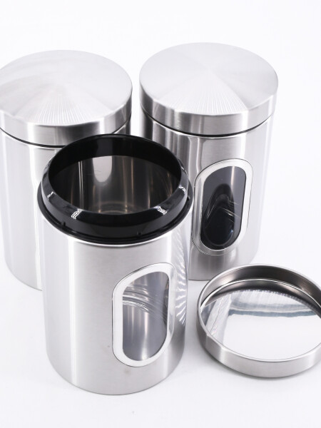 FRASCOS DE ALMACENAJE SET 3 PCS PLATEADO