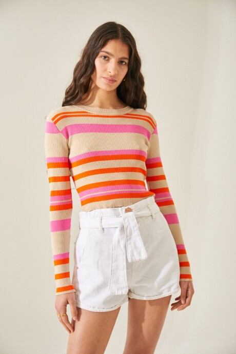 SWEATER BLONDIE BEIGE-NARANJA-FUCSIA