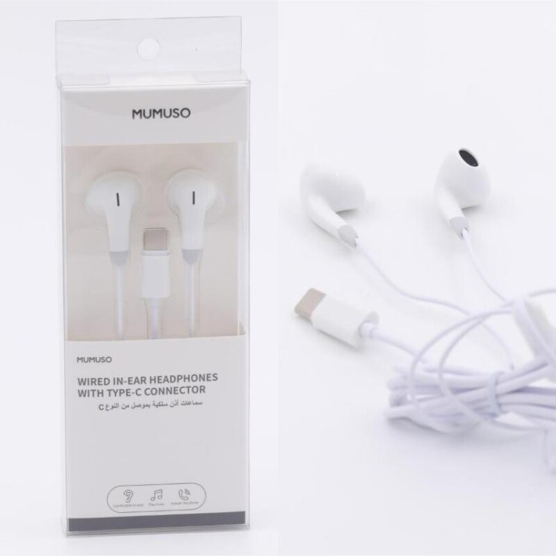 AURICULARESCON CABLE Y CONECTOR TIPO C (BLANCOS) AURICULARESCON CABLE Y CONECTOR TIPO C (BLANCOS)