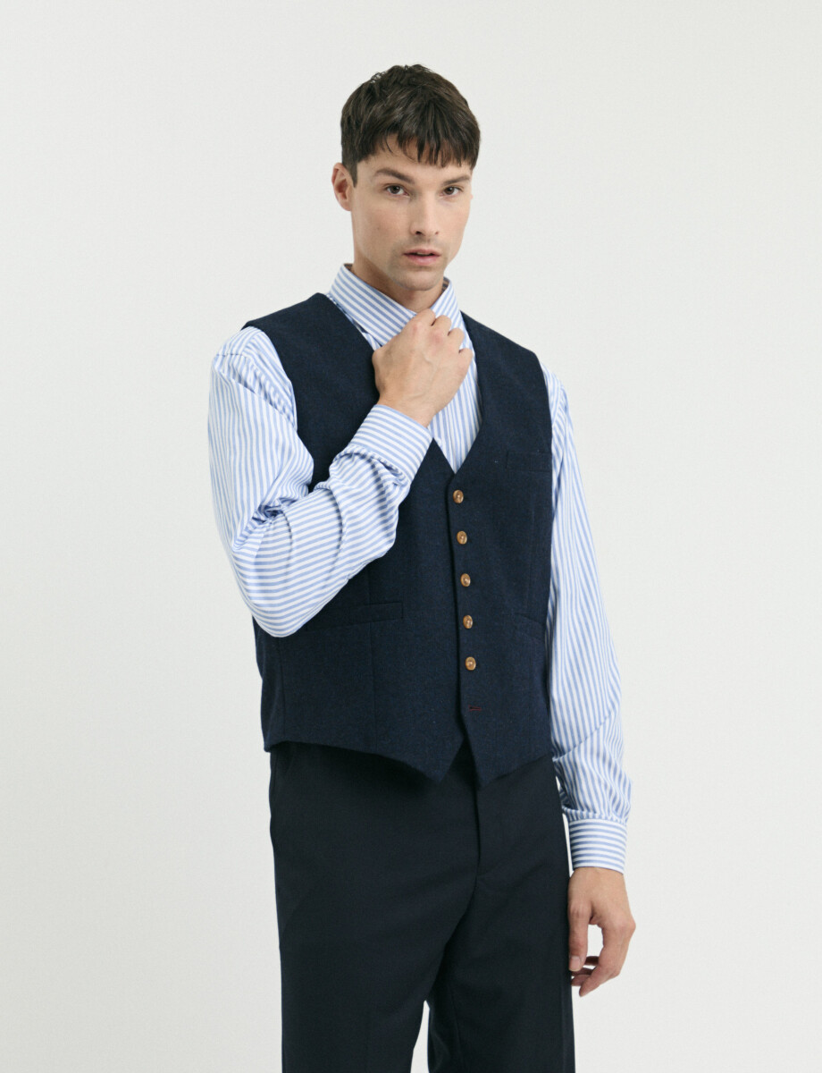 012626 CAMISA HARRINGTON LABEL Blanco/celeste