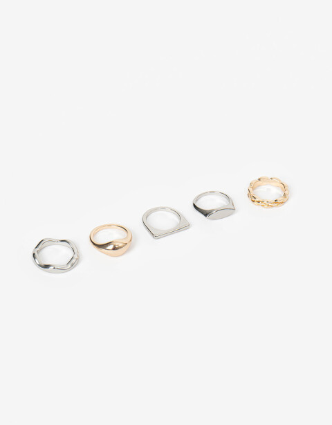 Sets Anillos Metal Set De Anillos Metal Biplating - Dorado